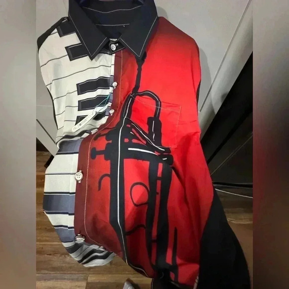 Royaura Men's Nostalgic Music Shirt Short Sleeve Shirt- L NWT - Picture 11 of 11